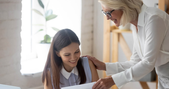 manager employer of choice congratulating employee